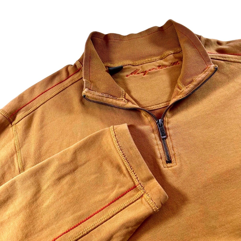 Margaritaville Mens XL 1/4 Zip Pullover Saffron Mustard Double Faced Gorpcore